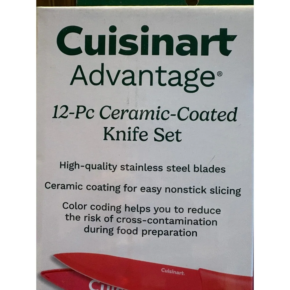 Cuisinart Adv 12 Piece Ceramic Coated Knife Set Stainless Steel Blades NEW‎